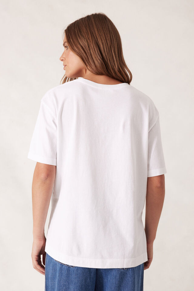 Stevie Slouchy Split Hem Tee, WHITE/BURGANDY COUNTRY CLUB LOGO