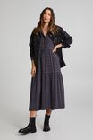 Tiered Shirt Dress In Rescue Check, SLATE CHECK