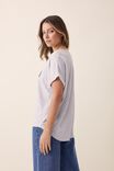 Roll Cuff Tee In Australian Cotton, CLOUD MARLE/COBALT CERES - alternate image 4