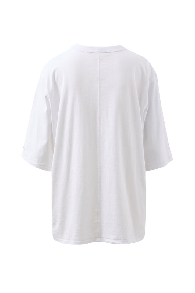 Liv Oversized Tee, WHITE /CHOC CL EMBROIDERY