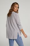 Organic Oversized Ls Cuff Step Hem Tee, WARM WHITE/BITTER CHOCOLATE FINE STRIPE - alternate image 3