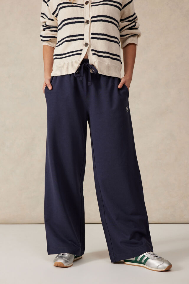 Wide Leg Terry Trackpant, NEW NAVY