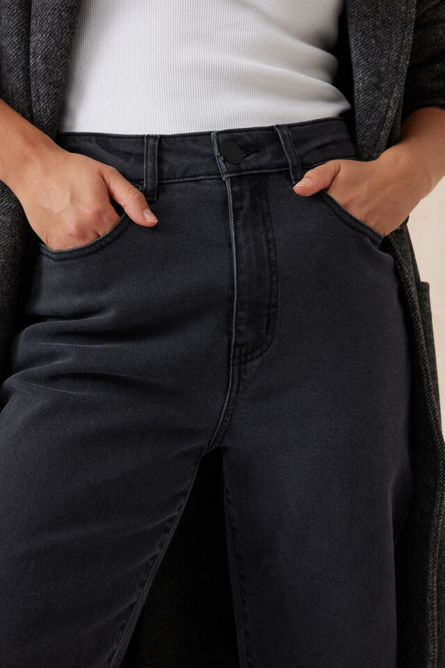 Straight Jean In Organic Cotton, WASHED BLACK
