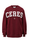 Isla Oversized Slouchy Crew, BURGUNDY HERITAGE LOGO - alternate image 2