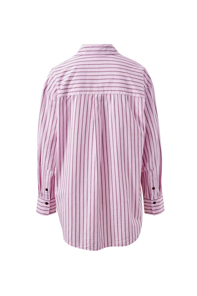 Peta Oversized Shirt, SUNFADED PINK STRIPE