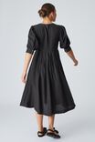 Linen Wrap Midi Dress, BLACK - alternate image 3