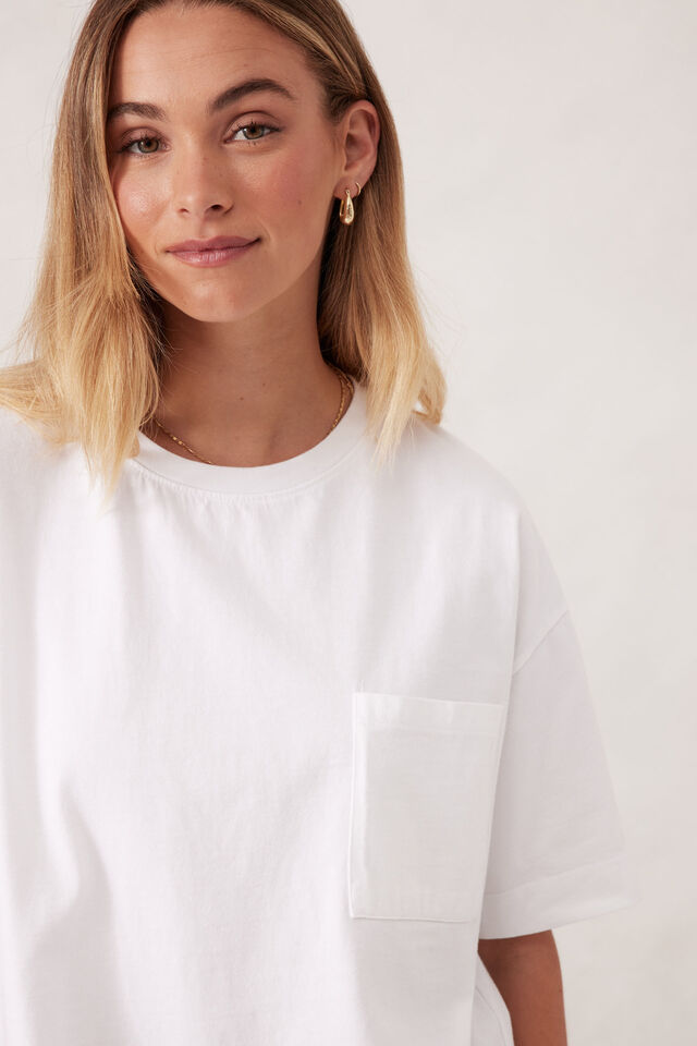 Boxy Pocket Tee, WHITE