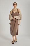 Satin Slip Dress With Recycled Fibres, TAUPE - alternate image 3