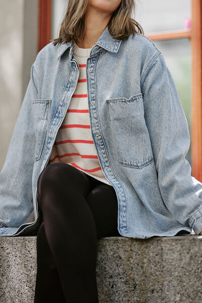 Goldie Longline Denim Shacket, VINTAGE BLUE