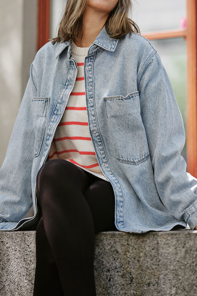 Goldie Longline Denim Shacket, VINTAGE BLUE