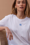 Lola Longline Step Hem Tee, WHITE/AZURE BLUE MONOGRAM EMBROIDER - alternate image 5