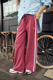 Gigi Wide Leg Terry Trackpant, WASHED BURGUNDY SKY BLUE SIDE STRIPE - example image 4