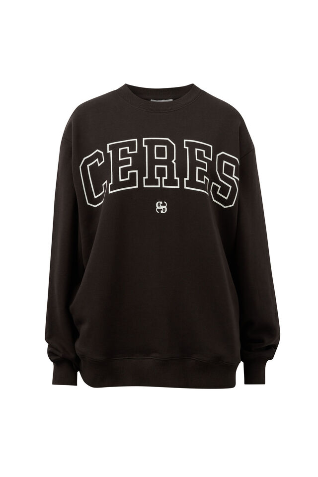 Isla Oversized Slouchy Crew, PHANTOM/WHITE HERITAGE OUTLINE