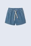 Baggy Everyday Short In Rescued Fabric, LONG BLUE STRIPE - alternate image 5