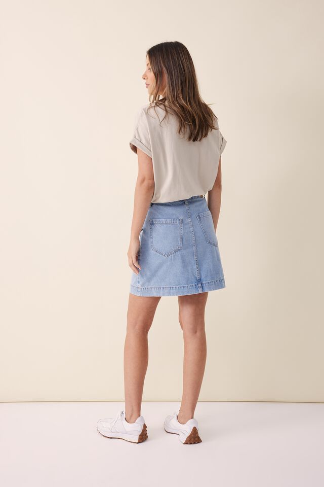 A-Line Skirt With Seam, VINTAGE BLUE