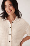 Boxy Button Through Knit, ECRU - alternate image 4
