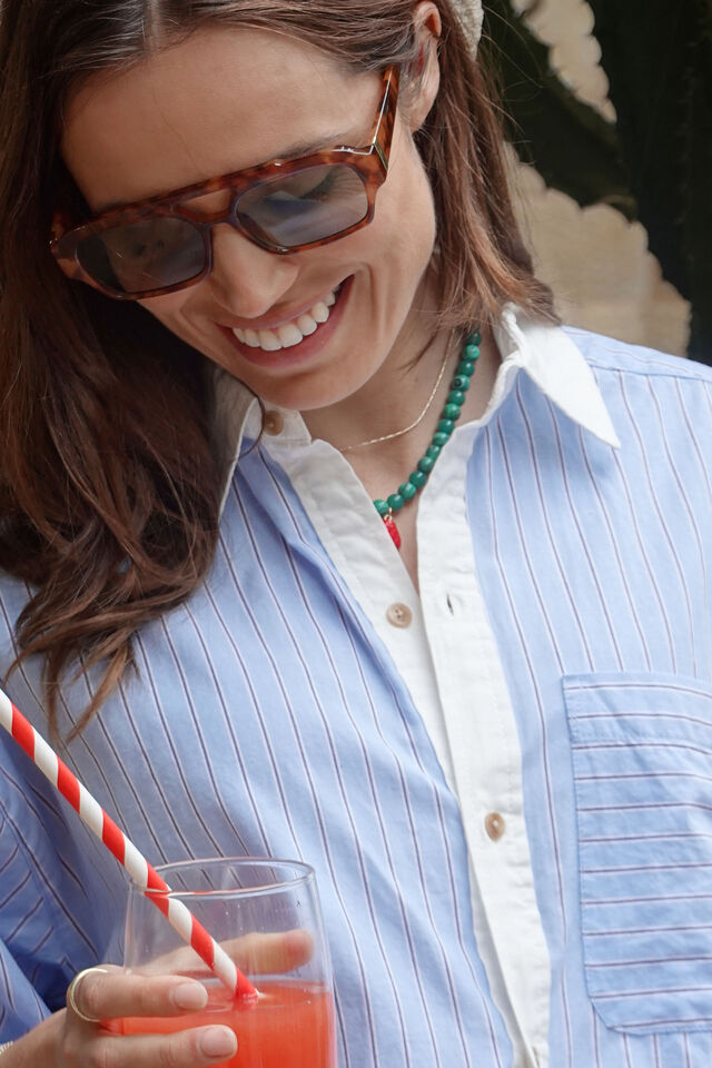 Peta Oversized Shirt, POWDER BLUE TRIPLE STRIPE
