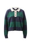 Long Sleeve Rugby Knit, PINE GREEN/NEW NAVY STRIPE - alternate image 2