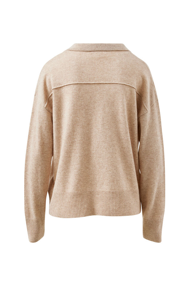 Bec Knit Collared Pullover, OAT MARLE