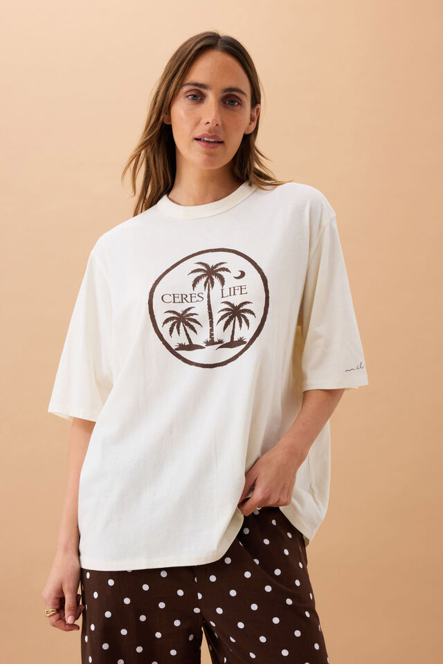 Liv Oversized Tee, SHELL/ISLAND PALMS