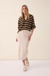 Knit Midi Skirt In Organic Cotton, LIGHT CAMEL - alternate image 1