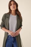 Trench Coat In Recycled Blend, MILITARY GREEN - alternate image 6