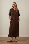 Charlotte Midi Terry Dress, CHOCOLATE SIDE STRIPE - alternate image 4