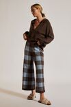 Soft Knit Wide Leg Pant In Recycled Blend, BITTER CHOC BLUE SHADOW CHECK