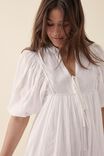 Tie Front Midi Dress In Organic Cotton Voile, WHITE - alternate image 4