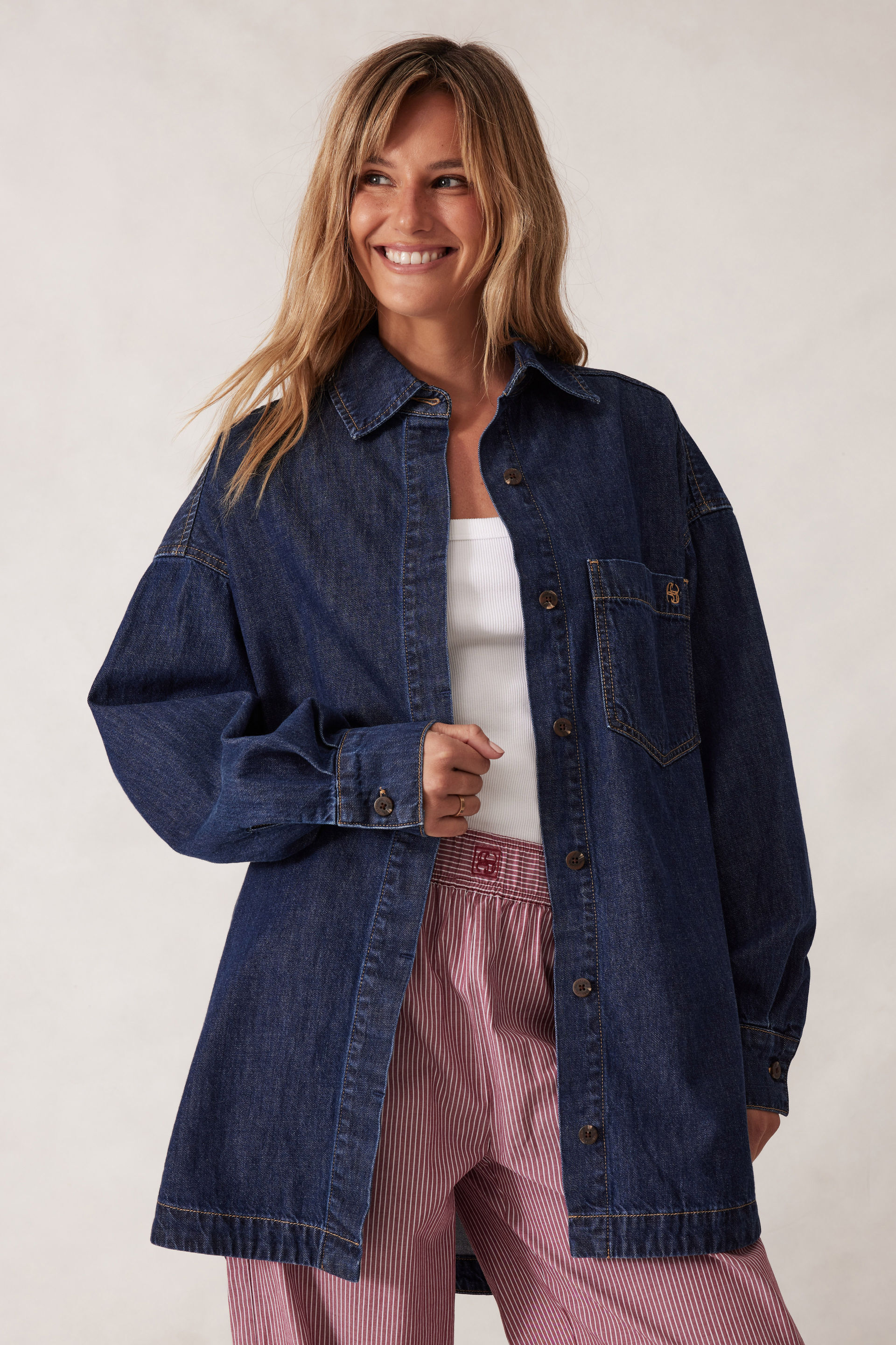 Long Sleeve Denim Shirt Jf