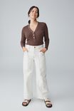 Rib Ls Henley In Organic Cotton, BITTER CHOC - alternate image 4
