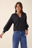 Soft Knit Collared Jumper In Recycled Blend, CHARCOAL MARLE - alternate image 4