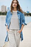 Maeve Longline Panelled Denim Shirt, MID VINTAGE BLUE - alternate image 4