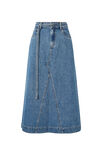 Tie Waist Denim Maxi Skirt, FRESH INDIGO - alternate image 2