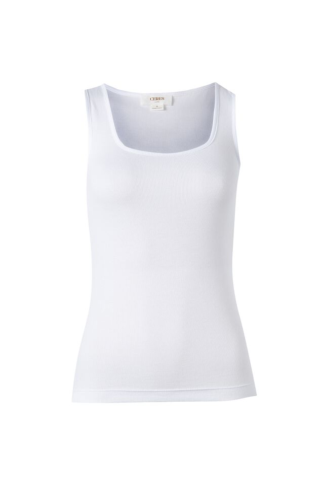 Super Soft Square Neck Layering Tank, WHITE
