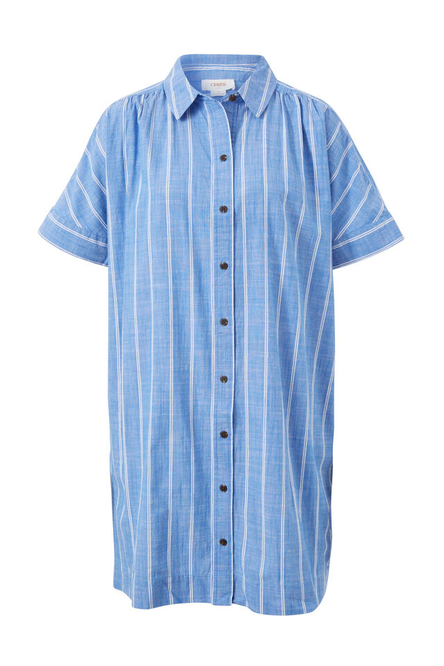 Mini Shirt Dress, OXFORD BLUE WHITE TWIN STRIPE