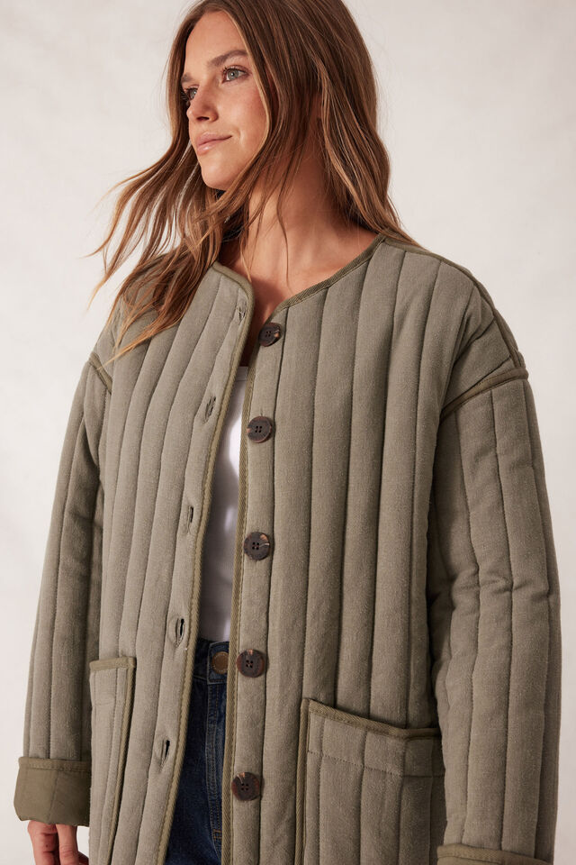 Comfy Quilted Jacket, MOSS GREEN