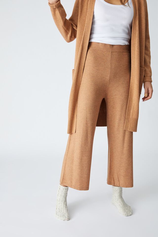Lightweight Soft Knit Lounge Pant, TAN MARLE