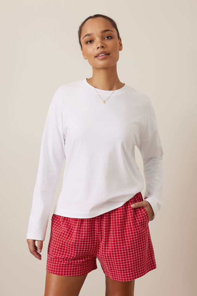 Mila Short, TEXTURED RED CHECK