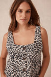 Square Neck Shell Top, LEOPARD LINEN BLEND - alternate image 4