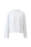 Beau Long Sleeve Slouchy Tee, WHITE - example image 2