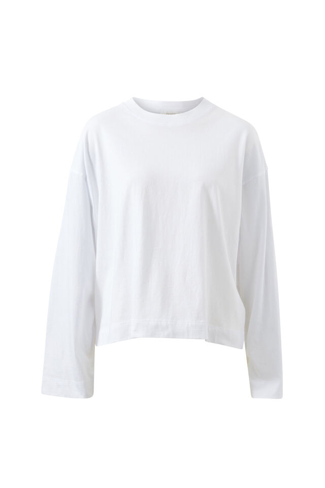 Beau Long Sleeve Slouchy Tee, WHITE