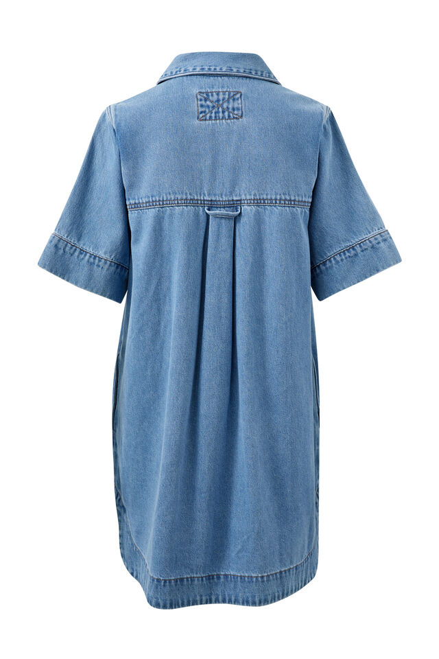 Relaxed Shirt Dress, MID VINTAGE BLUE