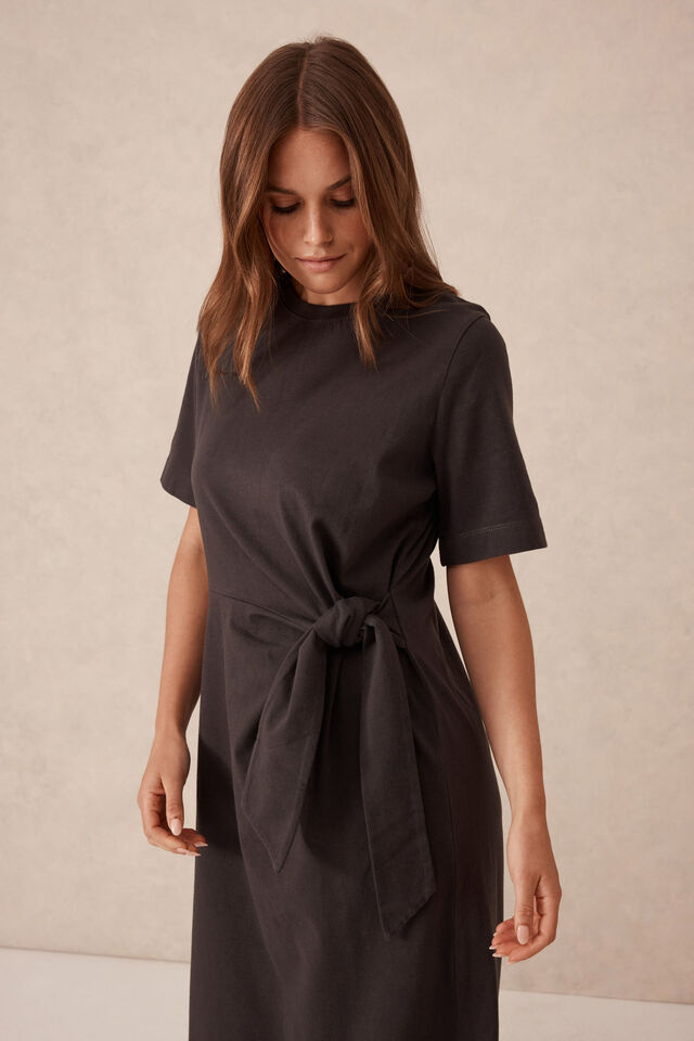 Allora Tie Midi Tee Dress, PHANTOM