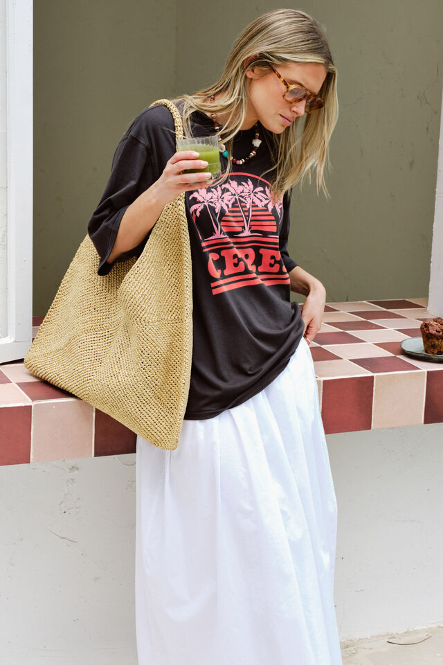 Liv Oversized Tee, PHANTOM/CERES SUNSET PALMS