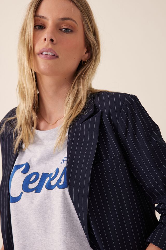 Heritage Blazer, INK PINSTRIPE IN RESCUED FABRIC