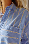 Peta Oversized Shirt, BAY BLUE BUTTER YELLOW STRIPE - example image 5