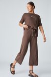 Crop Knit Pant In Organic Cotton, BITTER CHOCOLATE