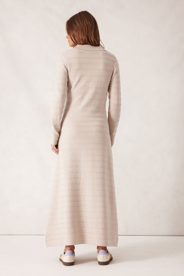 Collared Soft Knit Dress, OATMEAL MARLE