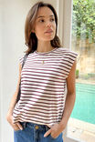 WHITE/POMEGRANATE STRIPE